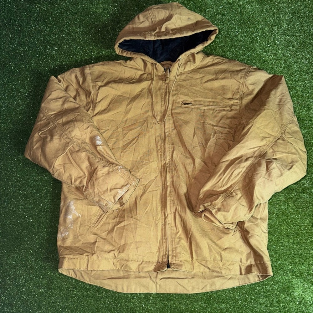 Steelton Workwear Mens Brown Hooded Canvas Duck Jacket Distressed Size M